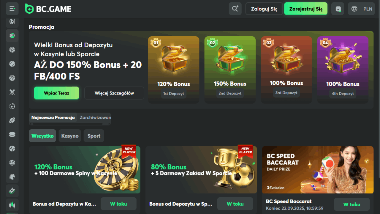 BC.GAME – bonusy od depozytu w kasynie i sporcie, oferta do 150% bonusu oraz darmowe spiny i freebety