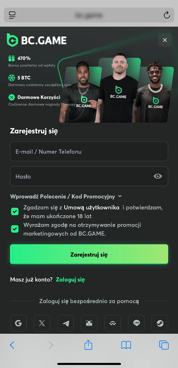 Dowiedz się, jak zarejestrować się w aplikacji BC.Game na iOS.