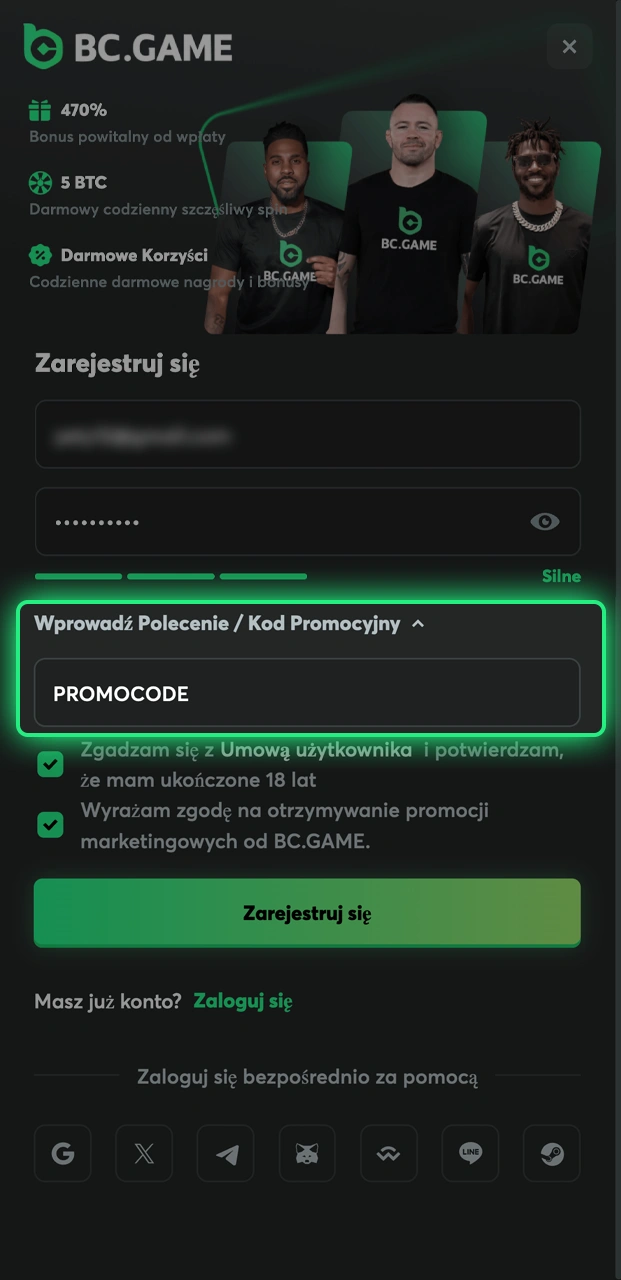 Poznaj sposób wpisywania kodu bonusowego na BC.Game.