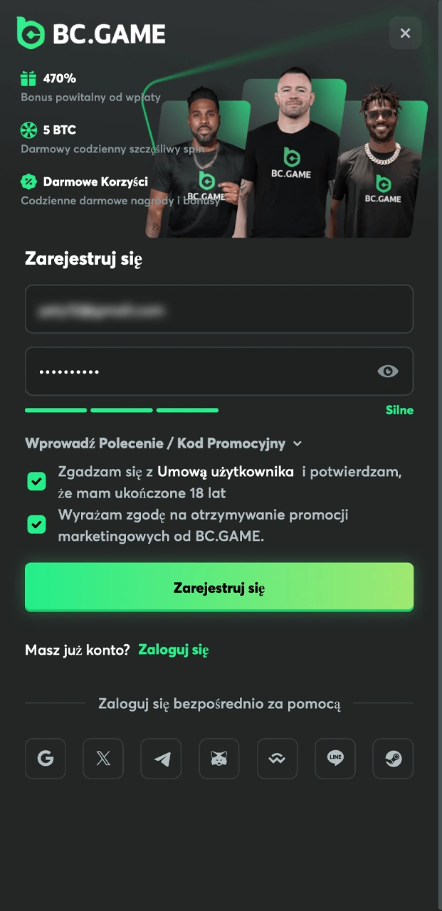 Dowiedz się, jak zarejestrować konto na BC.Game, aby otrzymać bonus.