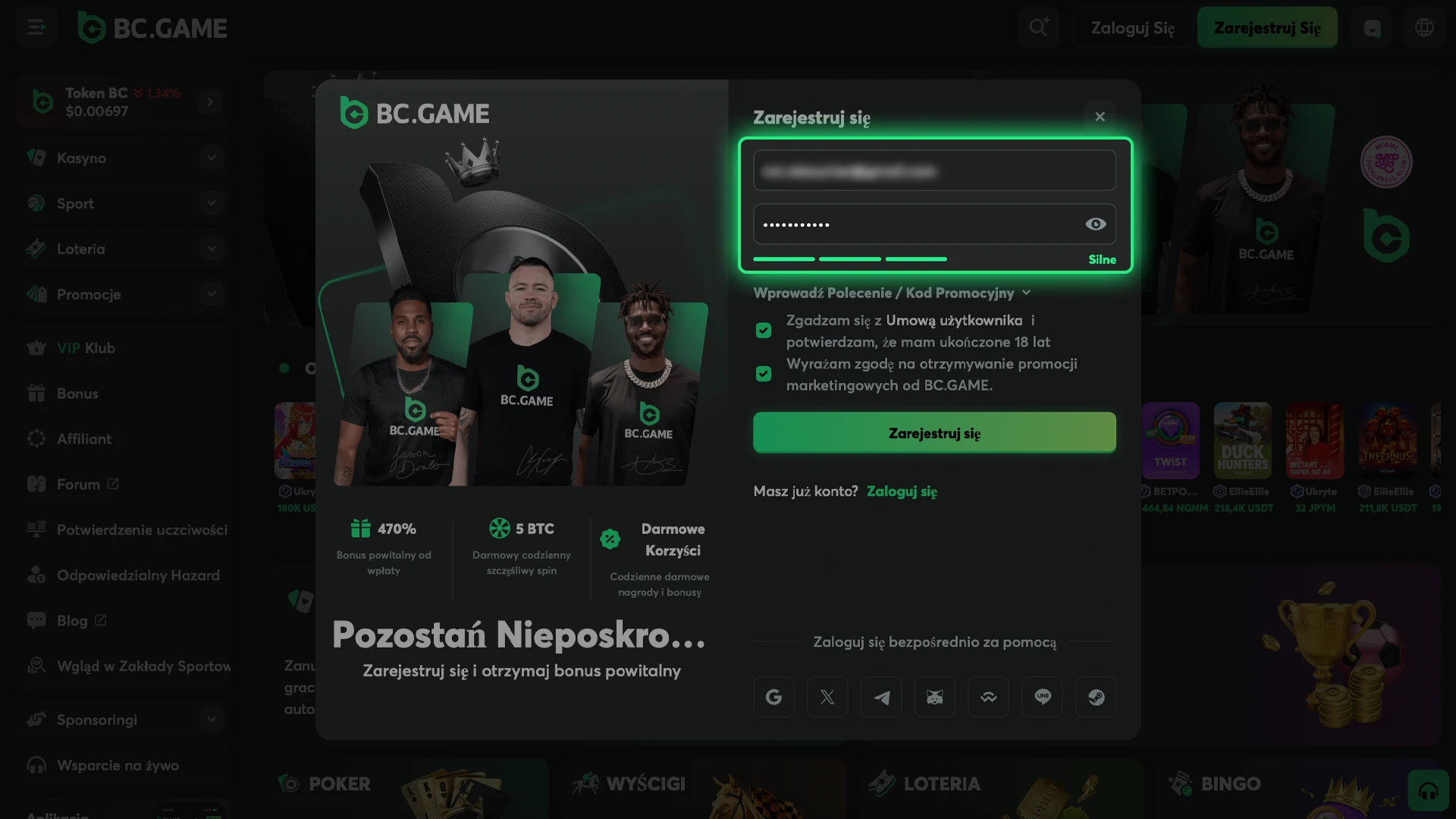 Poznaj proste kroki podawania danych rejestracyjnych w BC.Game.