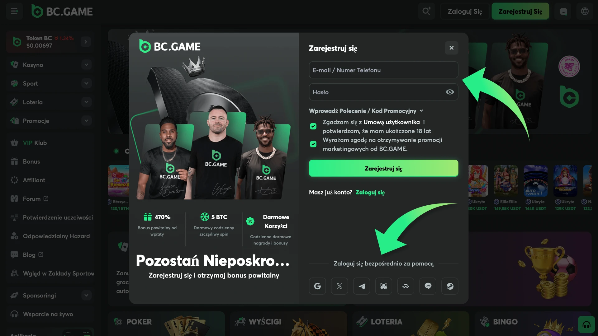 Dowiedz się, jak łatwo wybrać metodę konta w BC.Game.