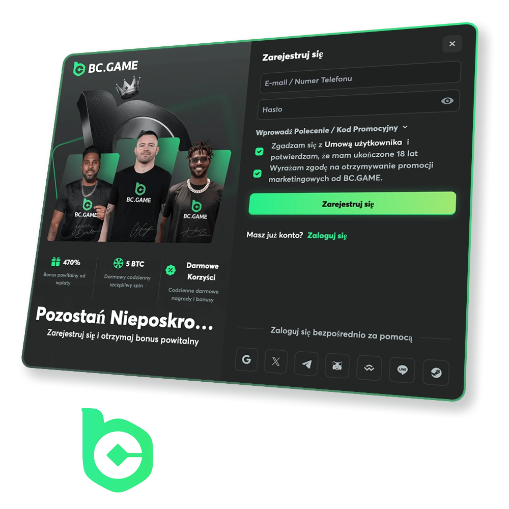 Zarejestruj się w BC.Game i zacznij grać już teraz.
