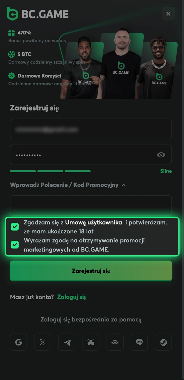 Dowiedz się, jak potwierdzić zgody i pełnoletniość w aplikacji BC.Game.